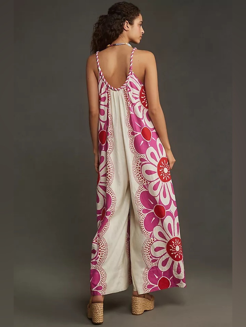 Farm Rio Anthropologie Medium Maia Linen Jumpsuit NWT Resort Wear Vacation - Picture 2 of 10